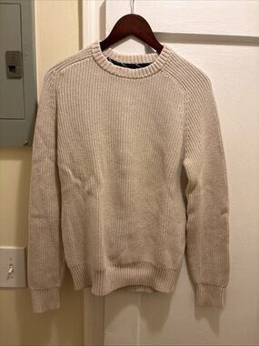 Men's Lands End Crewneck Knit Sweater Beige size medium